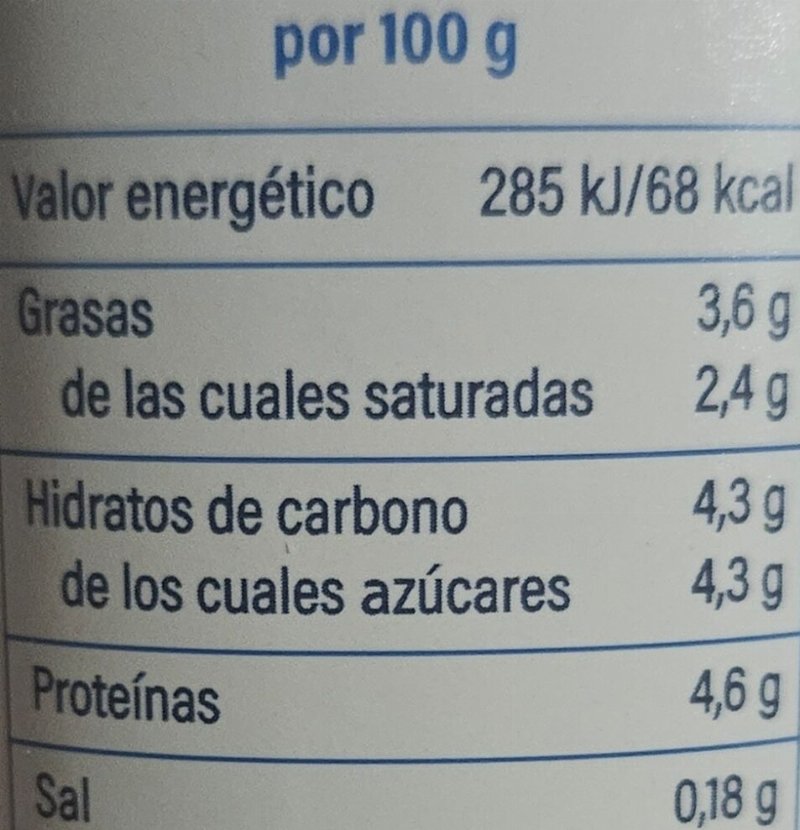 Foto da tabela nutricional