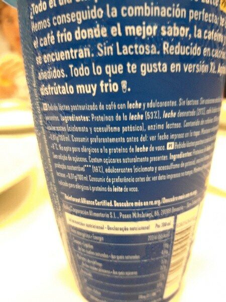 Foto da lista de ingredientes