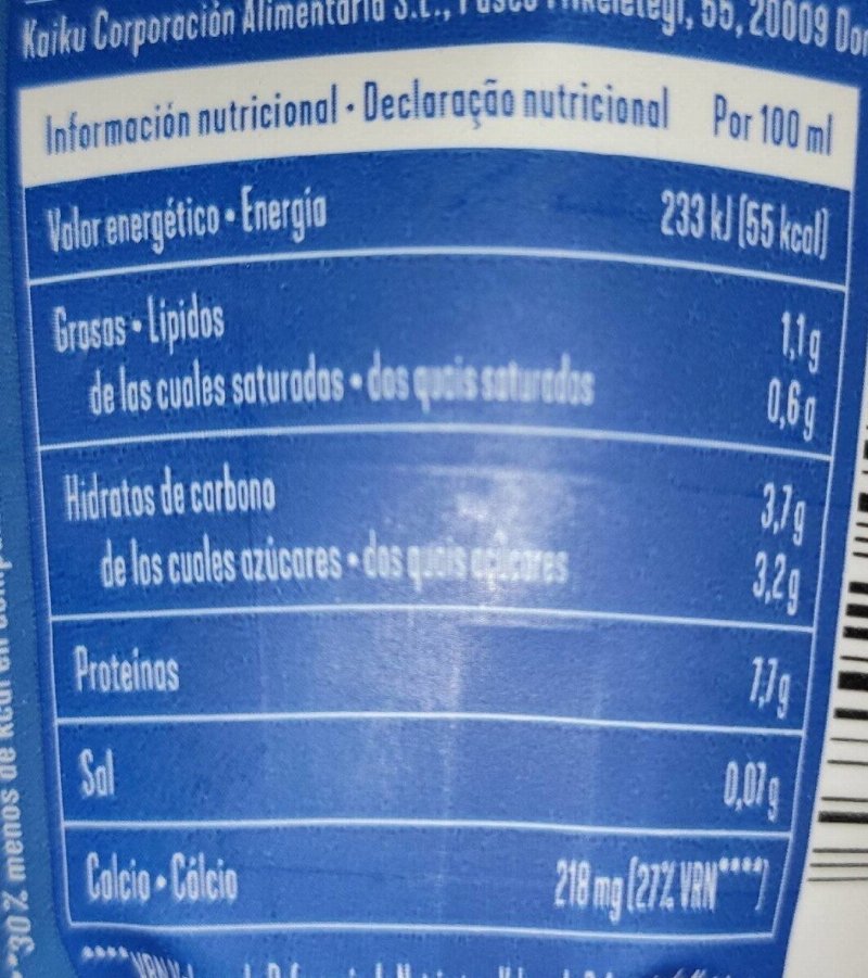 Foto da tabela nutricional