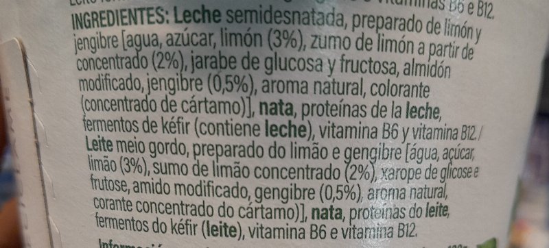 Foto da lista de ingredientes