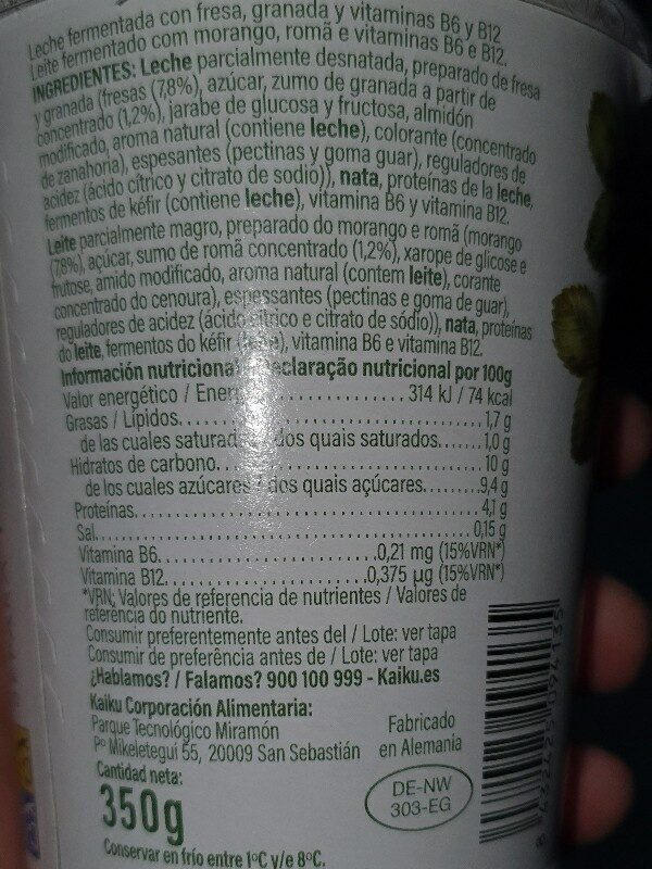 Foto da lista de ingredientes