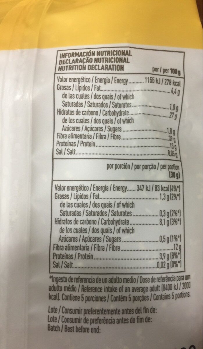 Foto da tabela nutricional