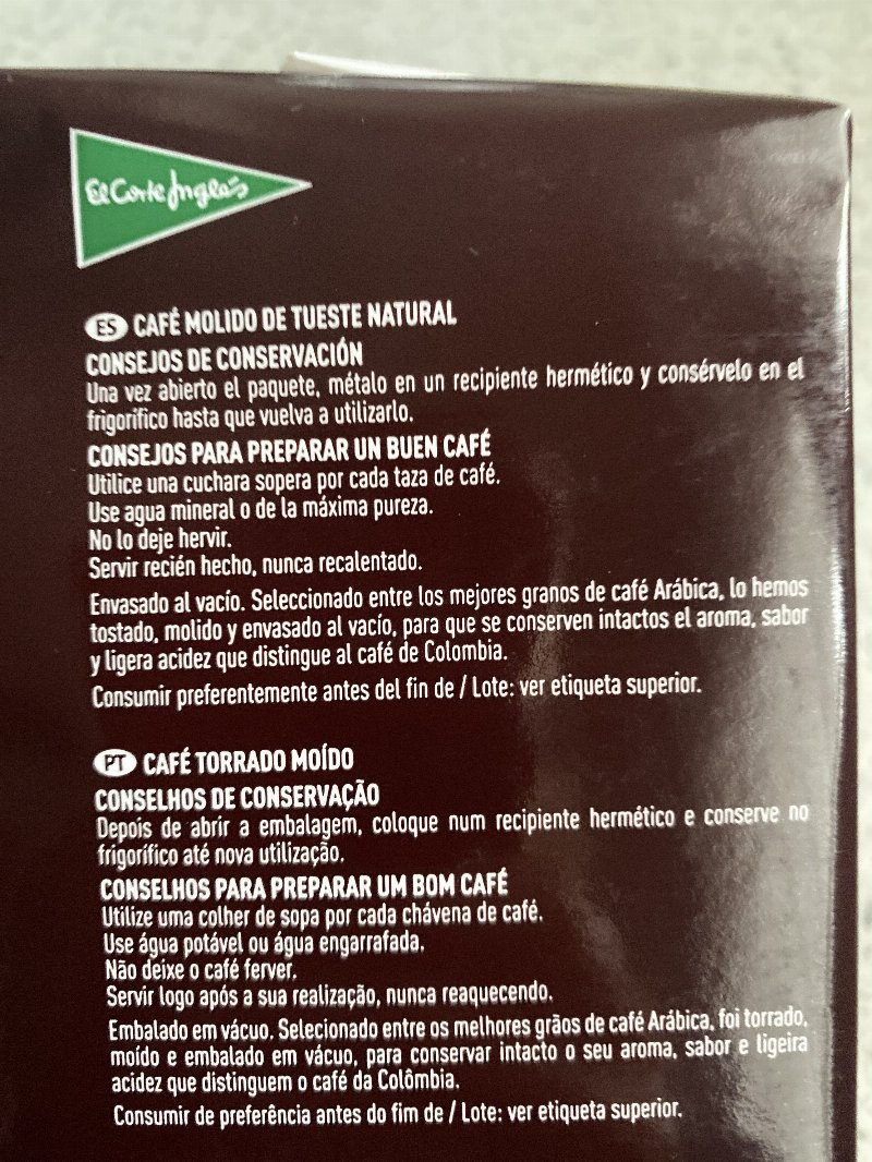 Foto da lista de ingredientes