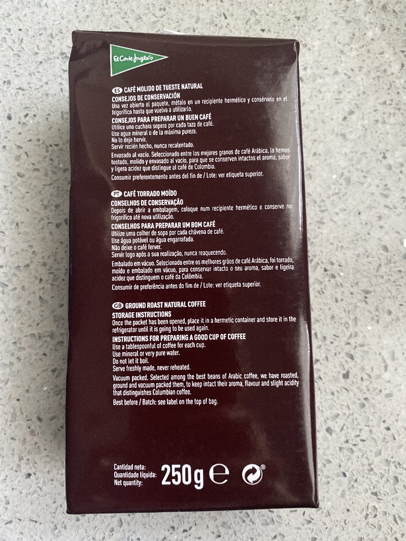 Foto da tabela nutricional