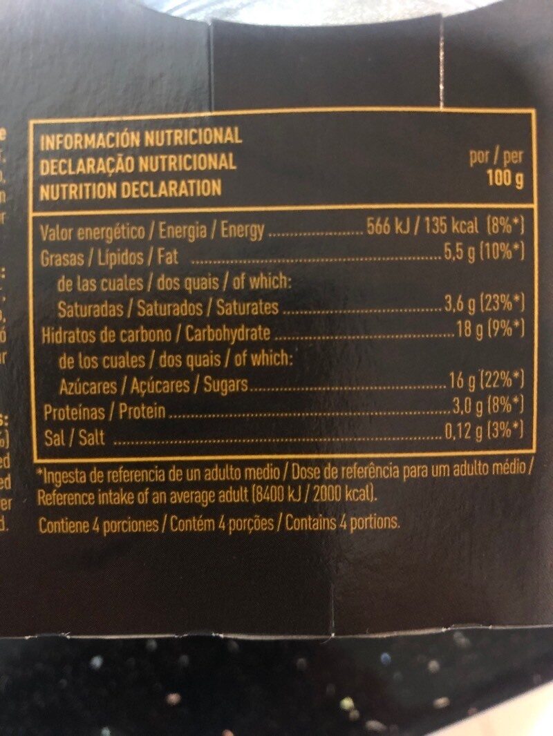 Foto da tabela nutricional