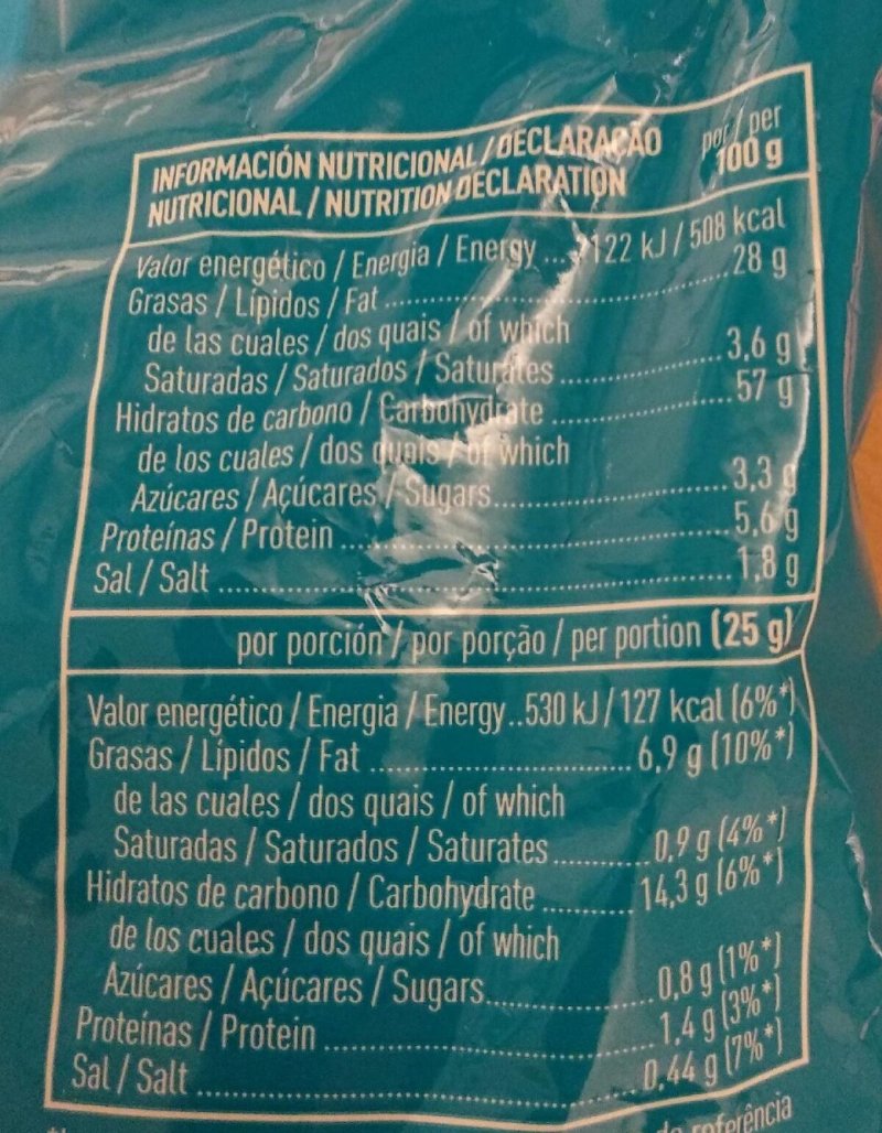Foto da tabela nutricional