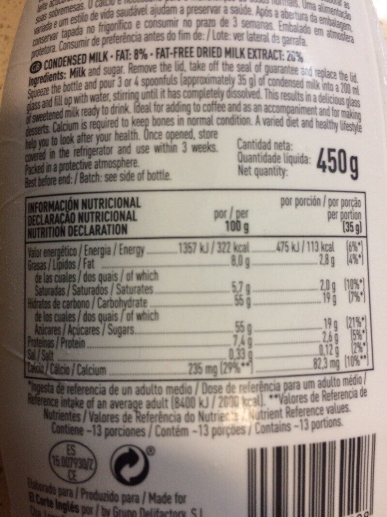 Foto da tabela nutricional