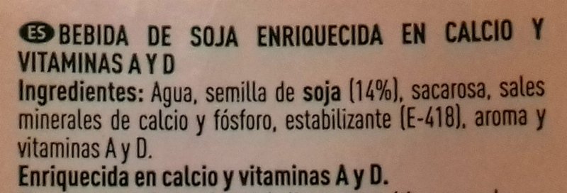 Foto da lista de ingredientes