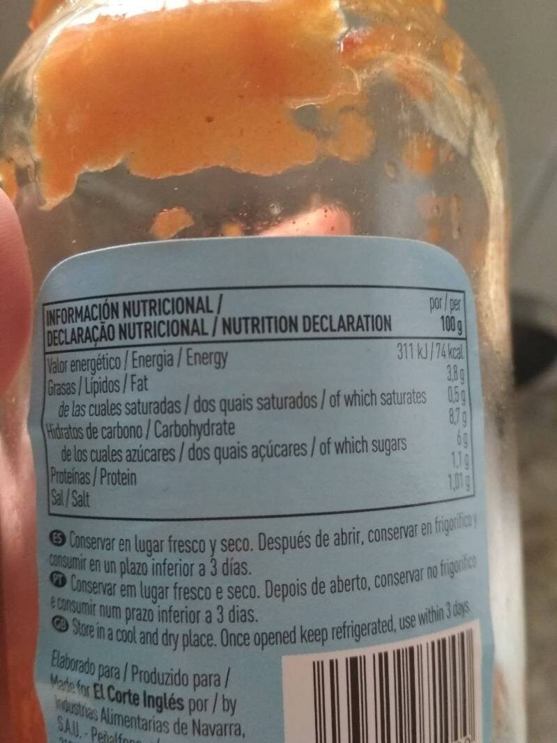 Foto da tabela nutricional