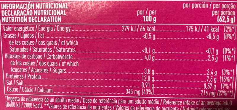 Foto da tabela nutricional