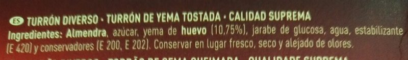 Foto da lista de ingredientes