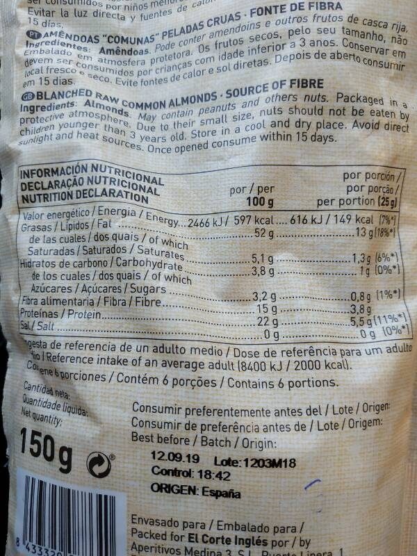 Foto da tabela nutricional