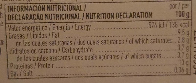 Foto da tabela nutricional