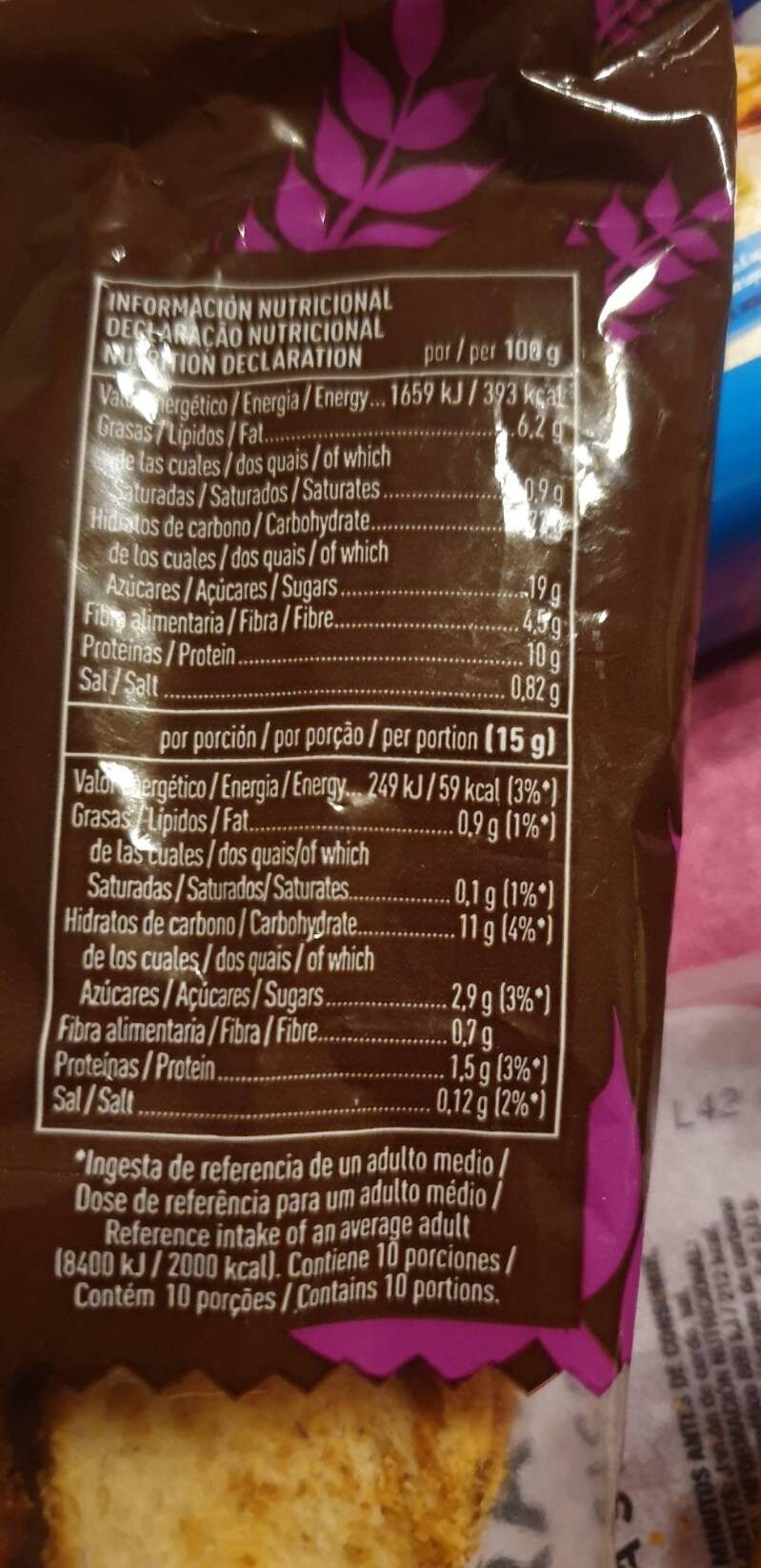Foto da tabela nutricional