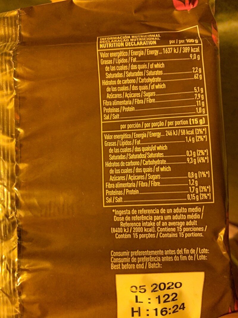 Foto da tabela nutricional