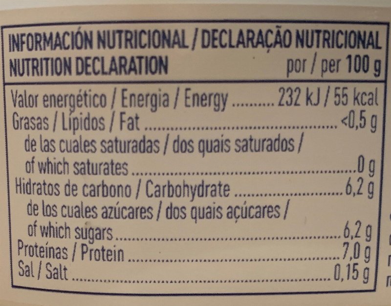 Foto da tabela nutricional