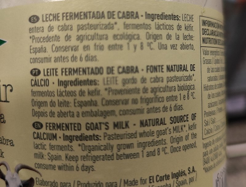 Foto da lista de ingredientes