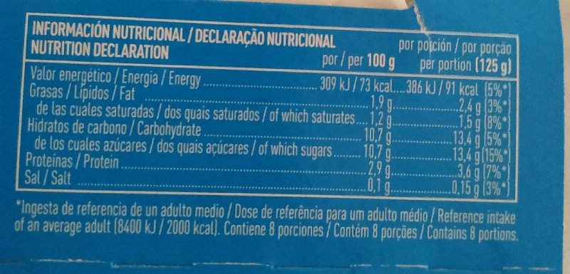 Foto da tabela nutricional