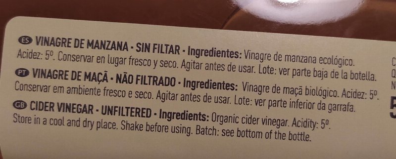 Foto da tabela nutricional