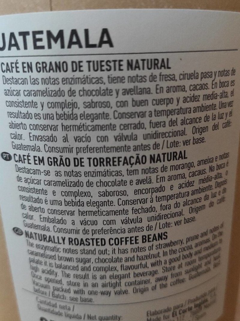 Foto da tabela nutricional