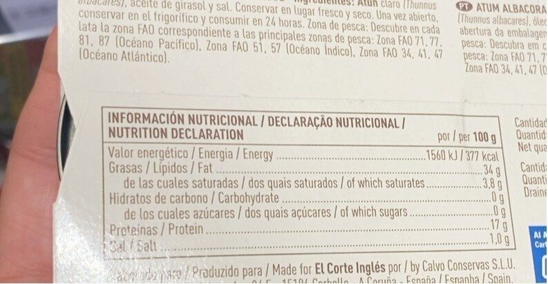 Foto da tabela nutricional