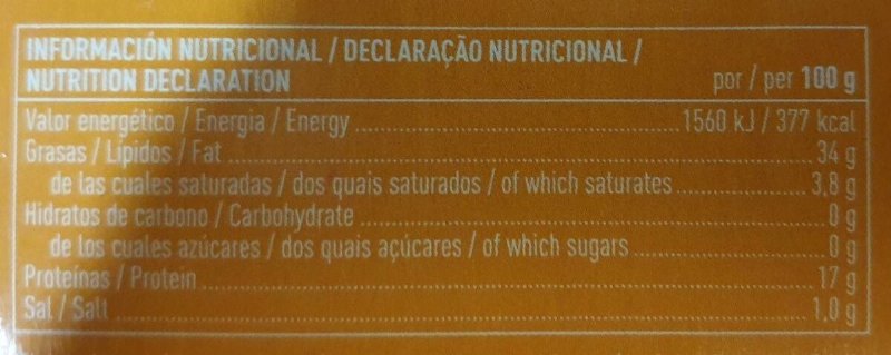 Foto da tabela nutricional