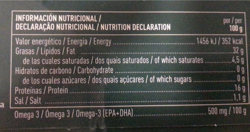 Foto da tabela nutricional