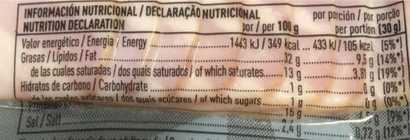 Foto da tabela nutricional