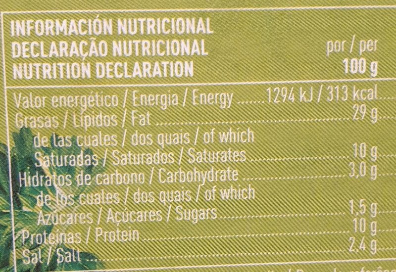 Foto da tabela nutricional