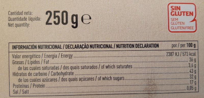 Foto da tabela nutricional