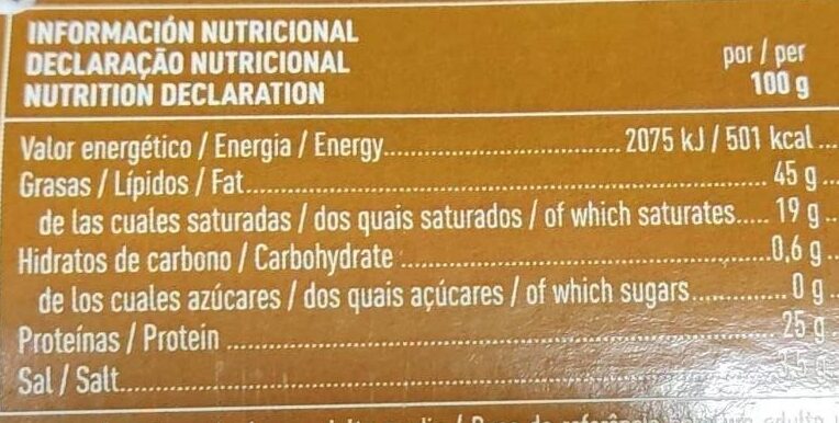 Foto da tabela nutricional