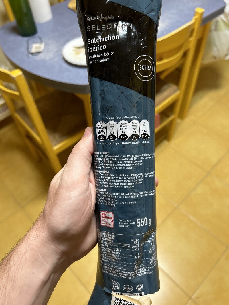 Foto da tabela nutricional