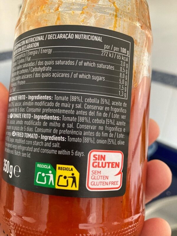 Foto da lista de ingredientes