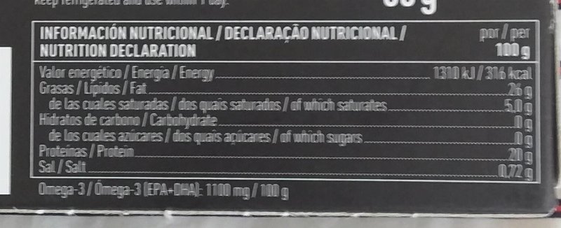 Foto da tabela nutricional