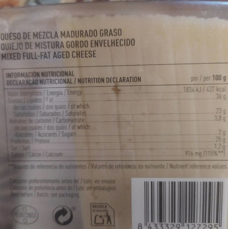 Foto da tabela nutricional
