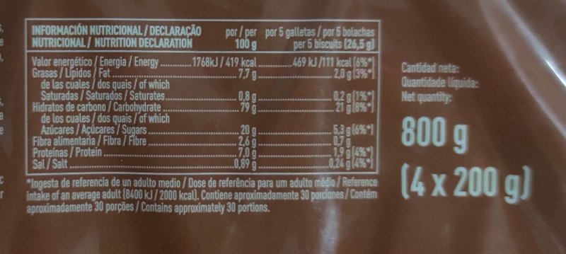 Foto da tabela nutricional