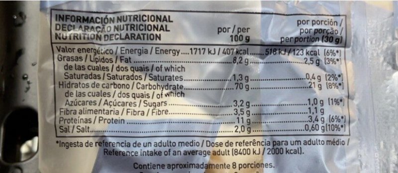 Foto da tabela nutricional