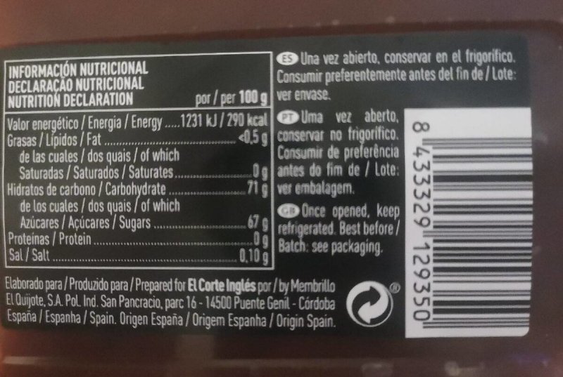 Foto da tabela nutricional