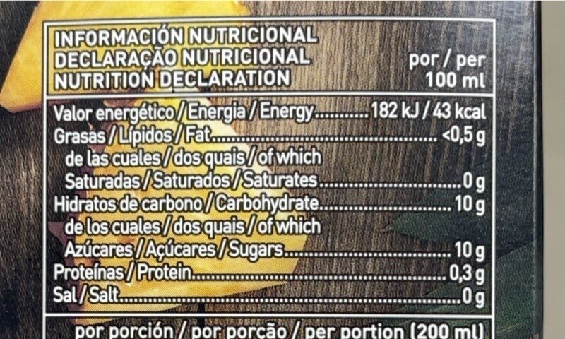 Foto da tabela nutricional