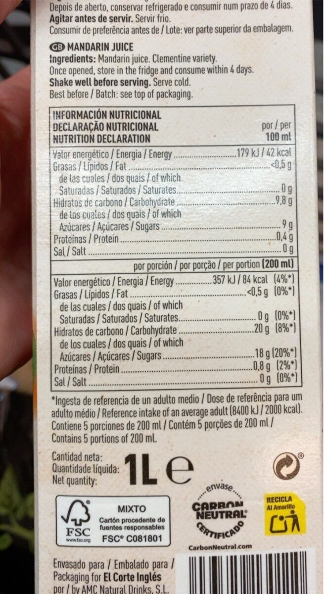 Foto da tabela nutricional
