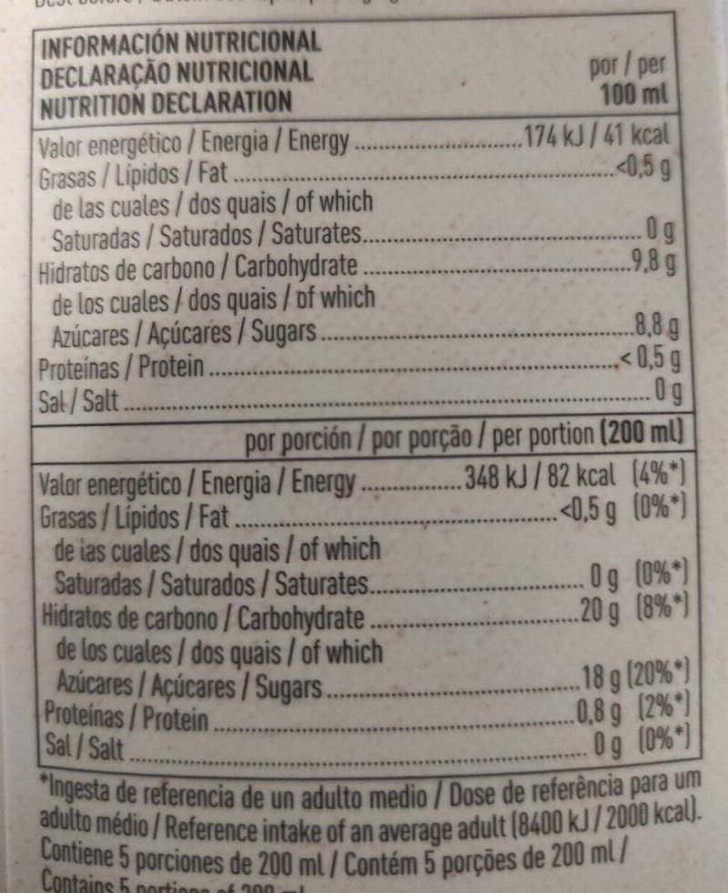 Foto da tabela nutricional