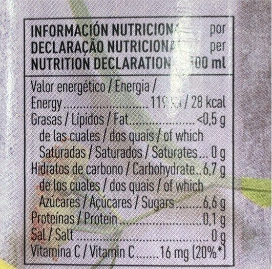 Foto da tabela nutricional