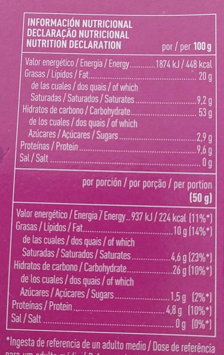 Foto da tabela nutricional