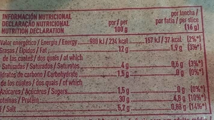 Foto da tabela nutricional