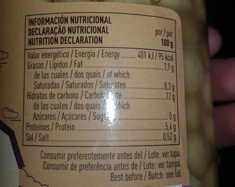 Foto da tabela nutricional