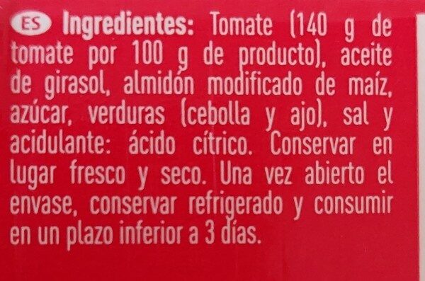 Foto da lista de ingredientes