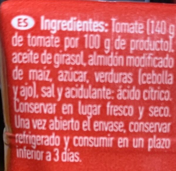 Foto da lista de ingredientes