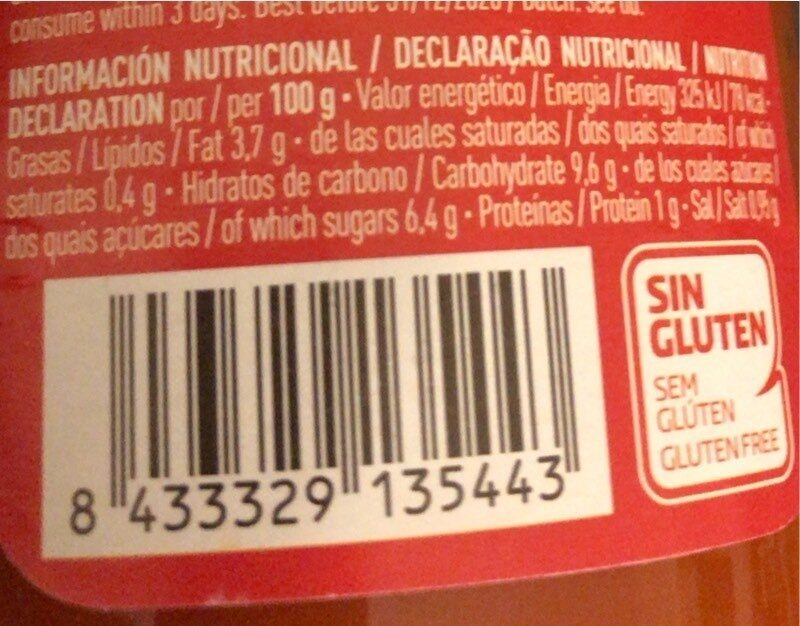 Foto da tabela nutricional