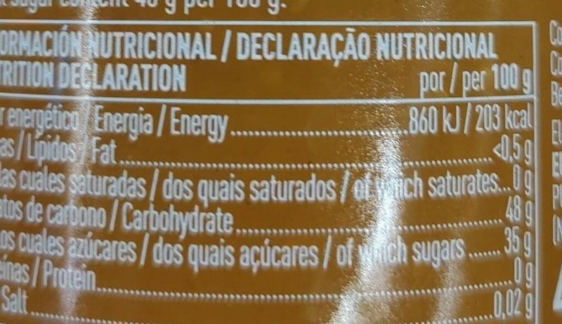 Foto da tabela nutricional
