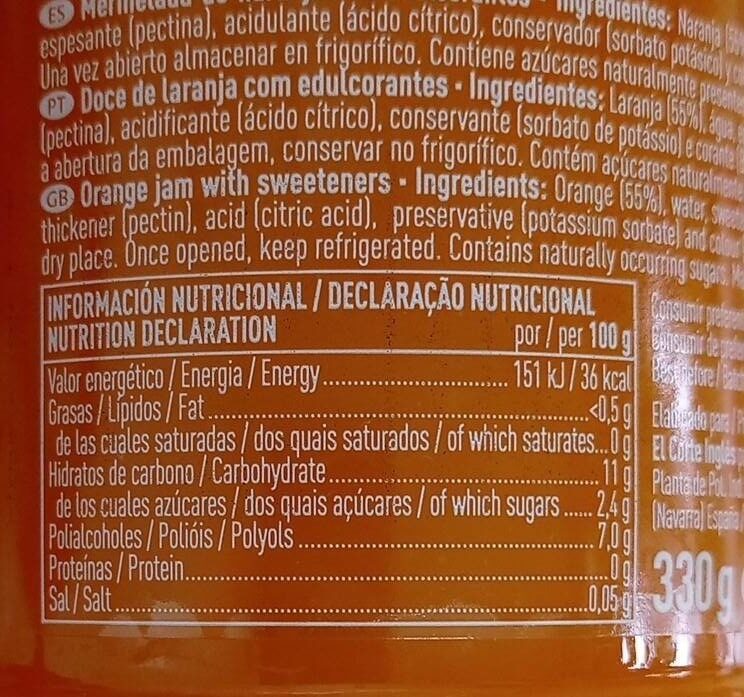 Foto da tabela nutricional